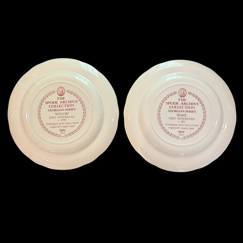 Pair of Spode Archive Collection Plates Georgian Series - Willow and Rome - Picture 2 of 14